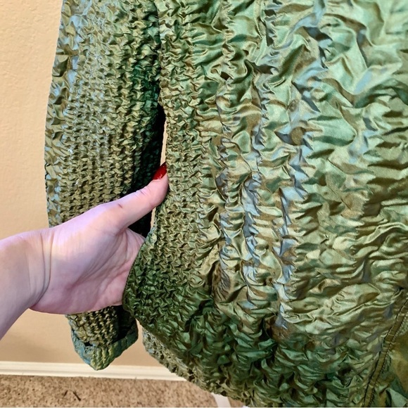 New UBU Jacket Small Reversible Olive Green Shiny & Matte Sides Long Slvs Zipup - Picture 10 of 15